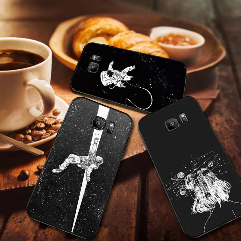 Черно-белые пространство для samsung A3 A4 A5 A6 M40 A10 A20 A30 A40 A50 A60 A70 A7 8 9 6Plus чехол телефона |