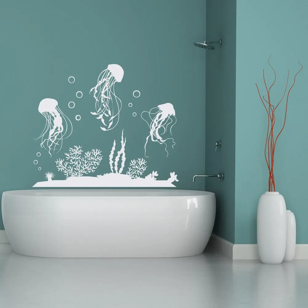

Jellyfish Vinyl Decal Wall Sticker Bathroom Decor Sea Ocean Animal Decal Nautical Under The Sea Decor