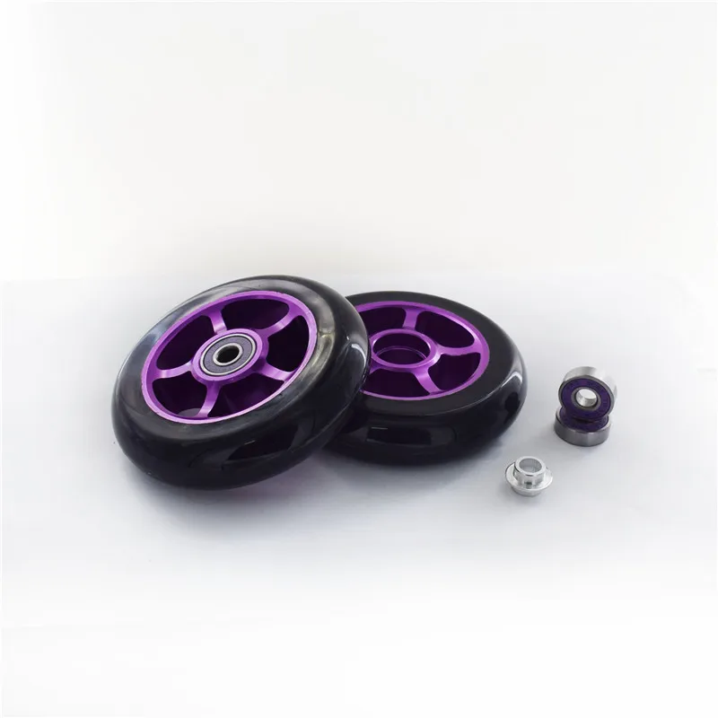 2 pieces/lot Aluminium Alloy Steel Hub High Elasticity and Precision speed skating Skateboard wheel 88A 100mm Scooter Wheel