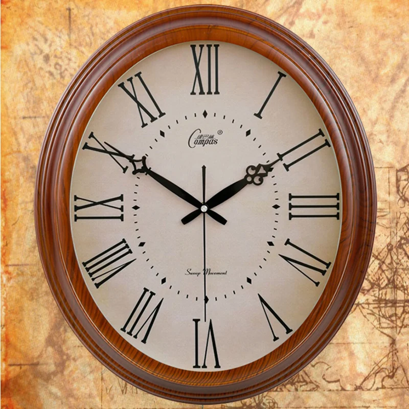 

Simple Living Room Wall Clock Silent Round Vintage Bedroom Wall Clock Plastic Large Zegar Scienny Home Decoration BY50WC