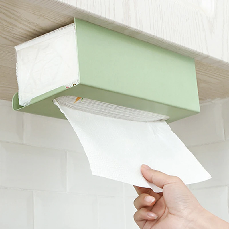 

1Pcs Kitchen Paper Towel Holder Tissue Holder Case Free Drilling Hole Hanging Iron Material Tissue Box Cabinet Paper Towel Rack