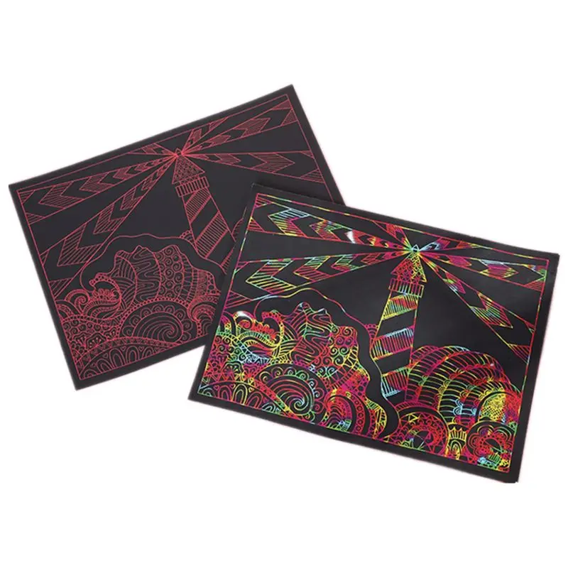 

4pcs 11"x 8" Scratch Paper Art Set for Kids Scratch Off Arts Black Scratch Off A