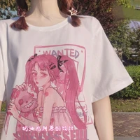 whoholl japanese t shirts harajuku lovely girl cartoon print women t shirts cotton jk loose t shirt for summer top
