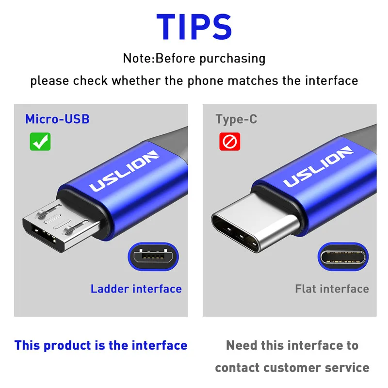 USLION Micro USB кабель для быстрой зарядки Samsung S7 Xiaomi Android Redmi Note 5 Pro Кабель передачи