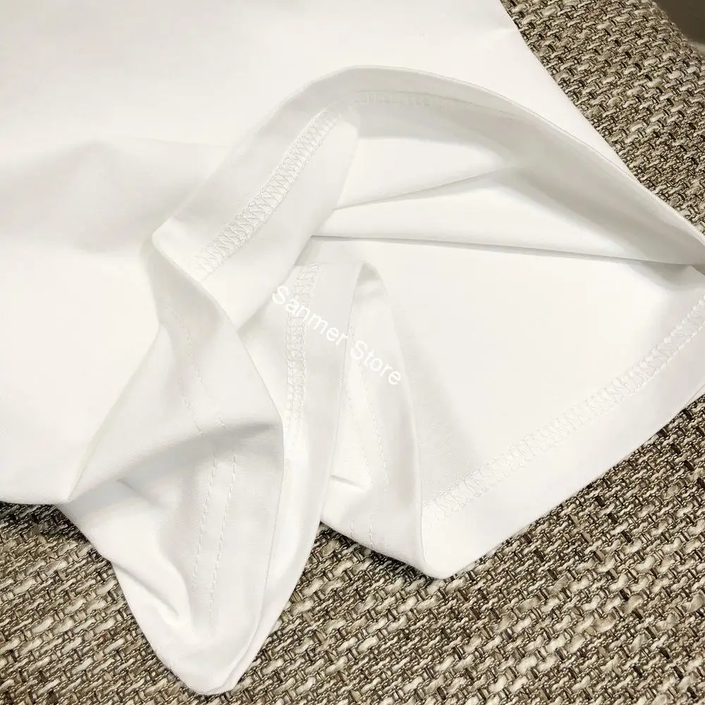 

Women Letter Print Short Sleeve T-shirt Cotton O-neck Loose Top White Color Casual Spring Summer Lady Tees