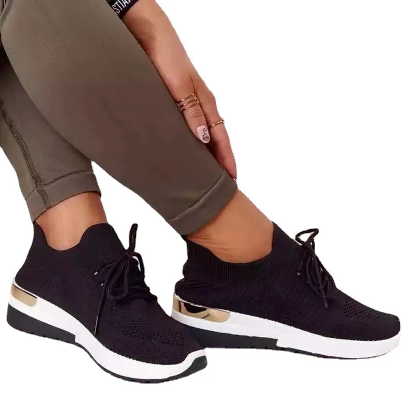

Женские однотонные кроссовки, Вулканизированная подошва, на шнуровке, круглый носок, удобная Уличная Повседневная обувь на танкетке