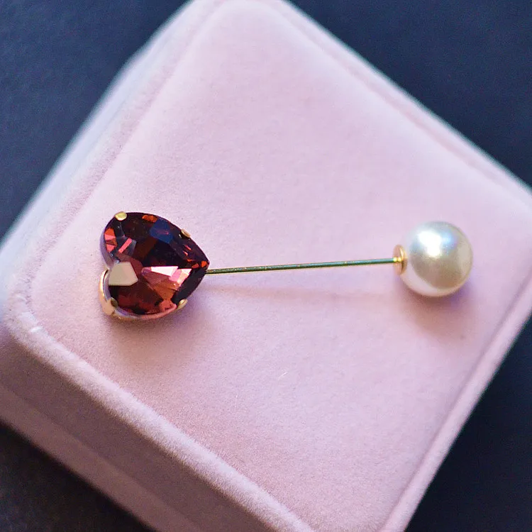 Fashion Colorful Rhinestone Simple Heart Brooch Vintage Brooch Fashion Hijab Pins and Brooches Clothes for Women Gift 3pcs