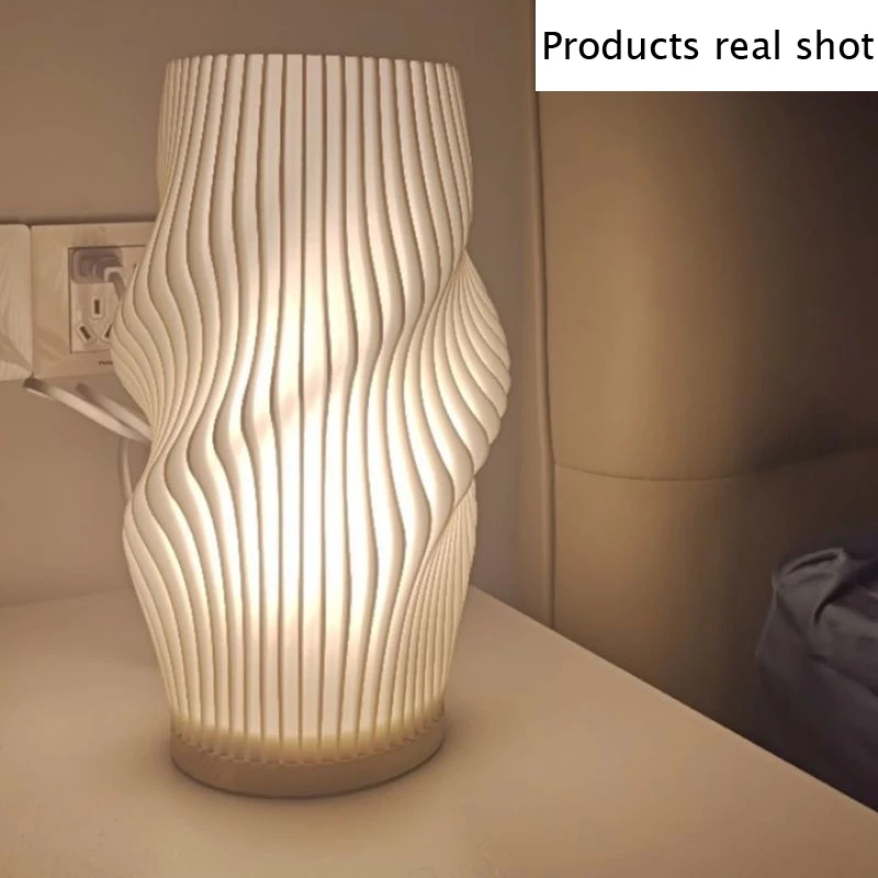 Волнистые плиссированные настольные лампы из ПВХ для спальни настольная лампа