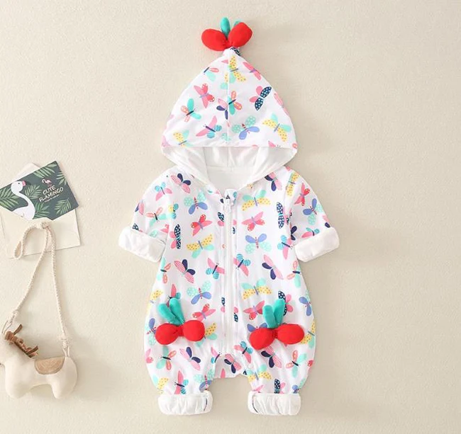 

Осенний комбинезон для новорожденных девочек с капюшоном и длинными рукавами