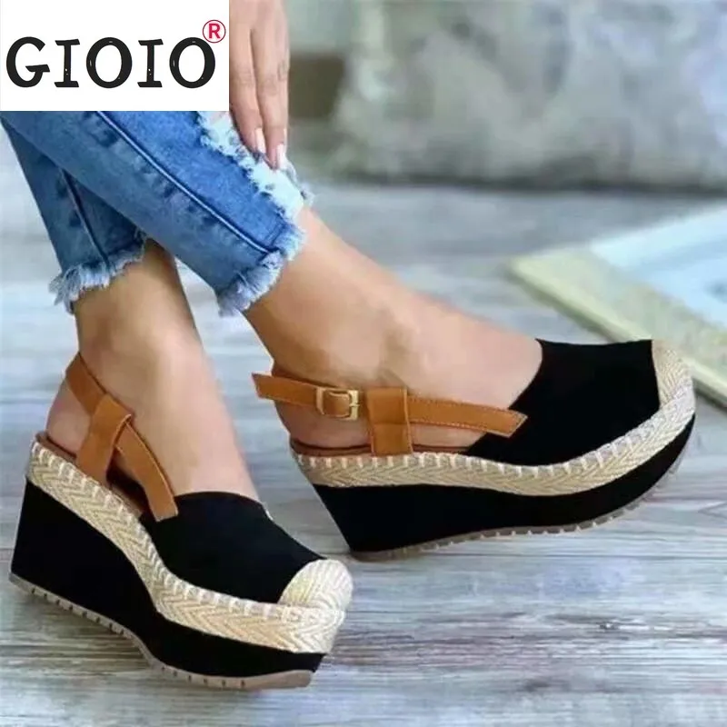 

Босоножки женские замшевые на высоком каблуке, модные туфли без задника, с пряжкой, с прострочкой, массивные, для летнего сезона