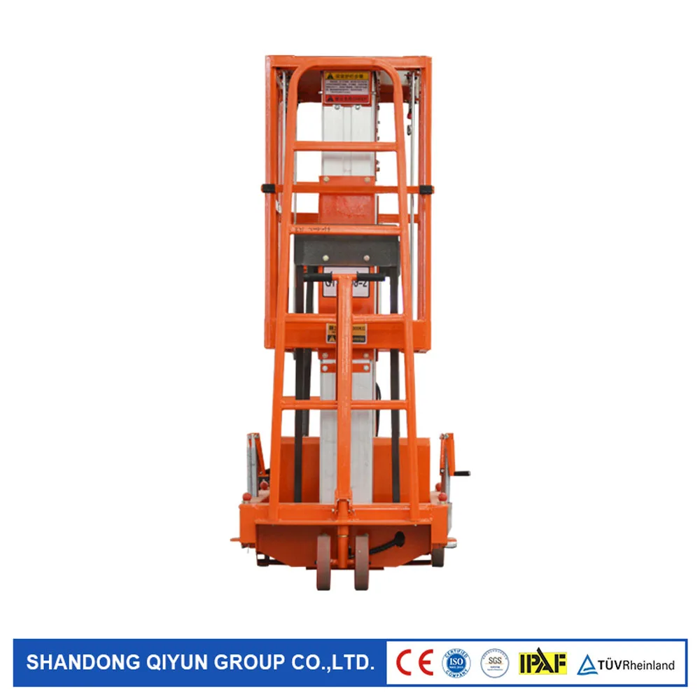 

Qiyun aerial lifter telescopic portable lifter hydraulic lift 220v double mast aluminum lifer 10 12m made in China factory price