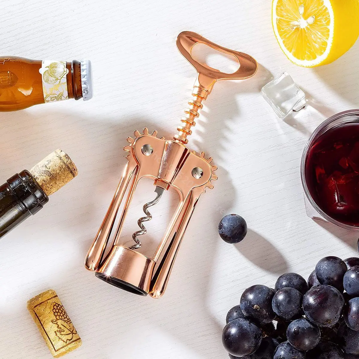 

Rose Gold Wing Corkscrew Wine Beer Bottle Opener Utensils Kitchen Gadgets Multifunction Stainless Steel Wine Accessories 1pc