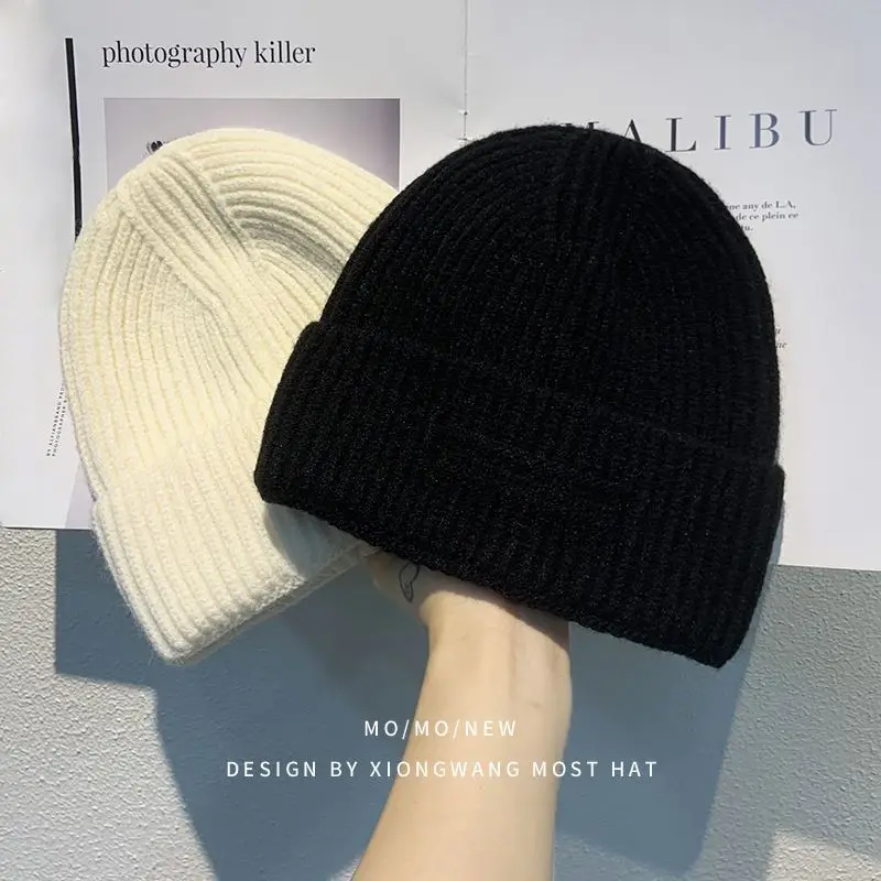 

New Fashion Women's Winter Hat Knitted Hat Autumn and Winter Men's Cap Solid Wild Warm Casual Beanie Man Ear Protection Wool Hat