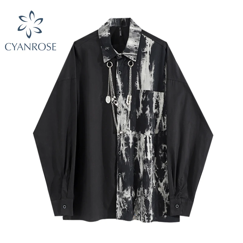 Женская блузка с длинным рукавом в стиле пэчворк принтом тай-дай Корейском