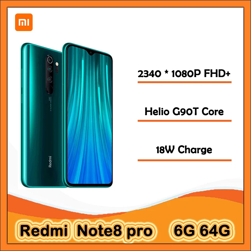 

Redmi Note 8 Pro 6G + 64G телефон 64 мп четыре камеры с жидкостным охлаждением игровой Core Full Netcom