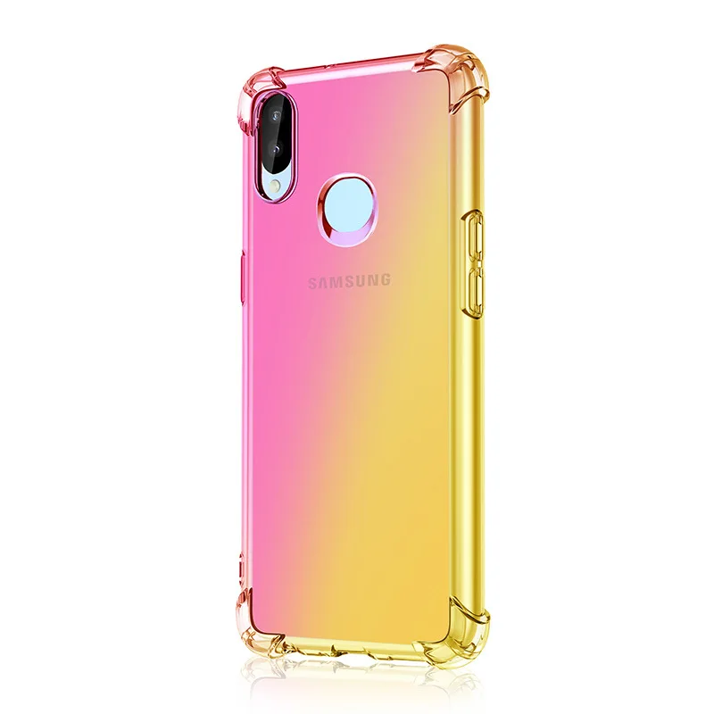 Pink and Gold С четырьмя воздушными угловой градиентный прозрачный ТПУ чехол для samsung Galaxy A90 A80 A70 A60 A50 A40 A30 A20 A10 A9S A8S A2 CORE M40 M30 M20 M10 - Цвет: Pink and Gold