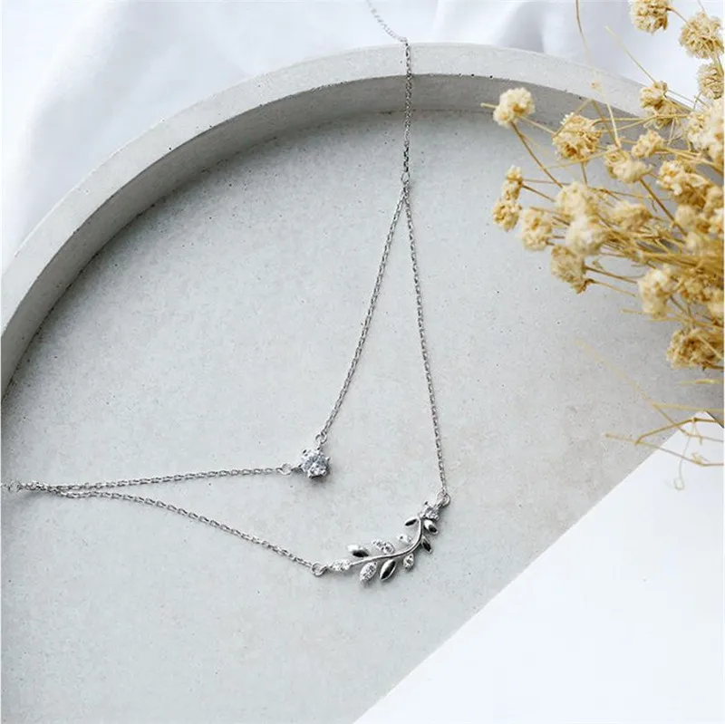 Женское Двухслойное ожерелье до ключиц серебро 925 пробы|Ожерелья| |