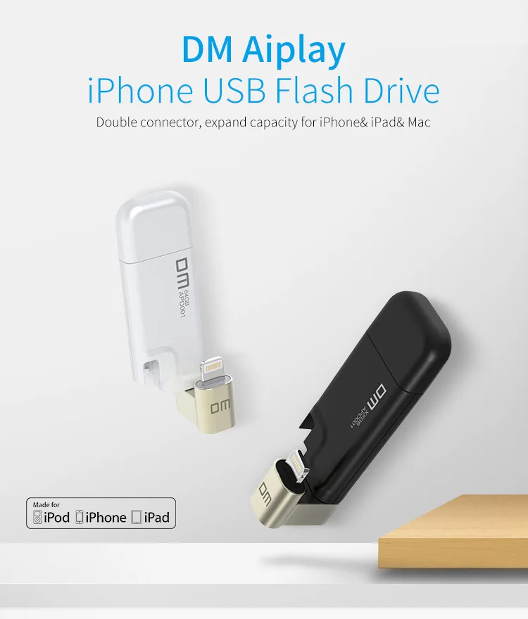 Флеш-накопитель DM APD001 USB3.0 32 Гб 64 ГБ для iPhone 8 7 Plus, металлическая флеш-карта Lightning, u-диск для MFi iOS13, карта памяти 128 ГБ