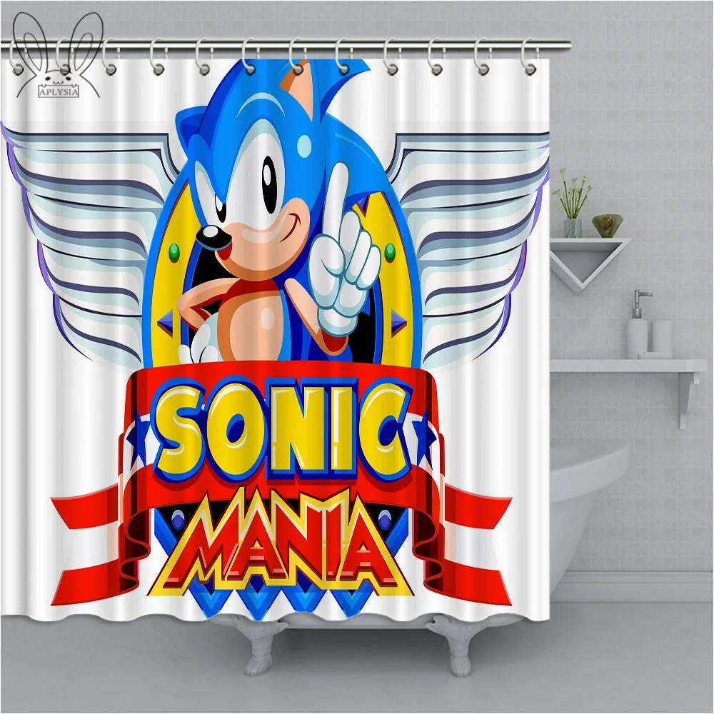Мультяшная занавеска для душа популярная серия Sonic водонепроницаемая ванны из