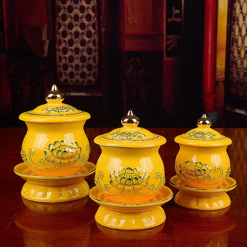 Предлагается 3 размера желтые керамические буддистские прозрачные зеркальные