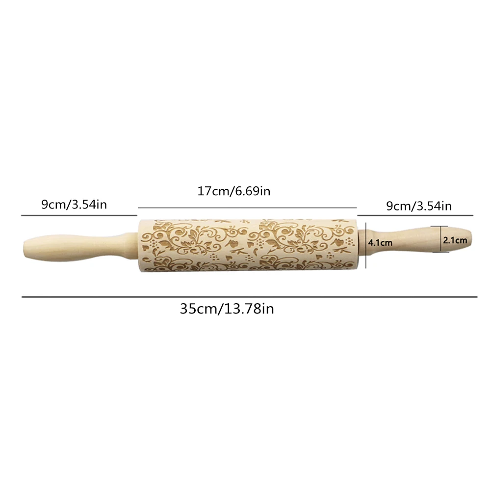 

Christmas Elk Embossed Rolling Pin Nonstick Rolling Pin with Wooden Handle Perfect Dough Roller for Baking Cookie Dough