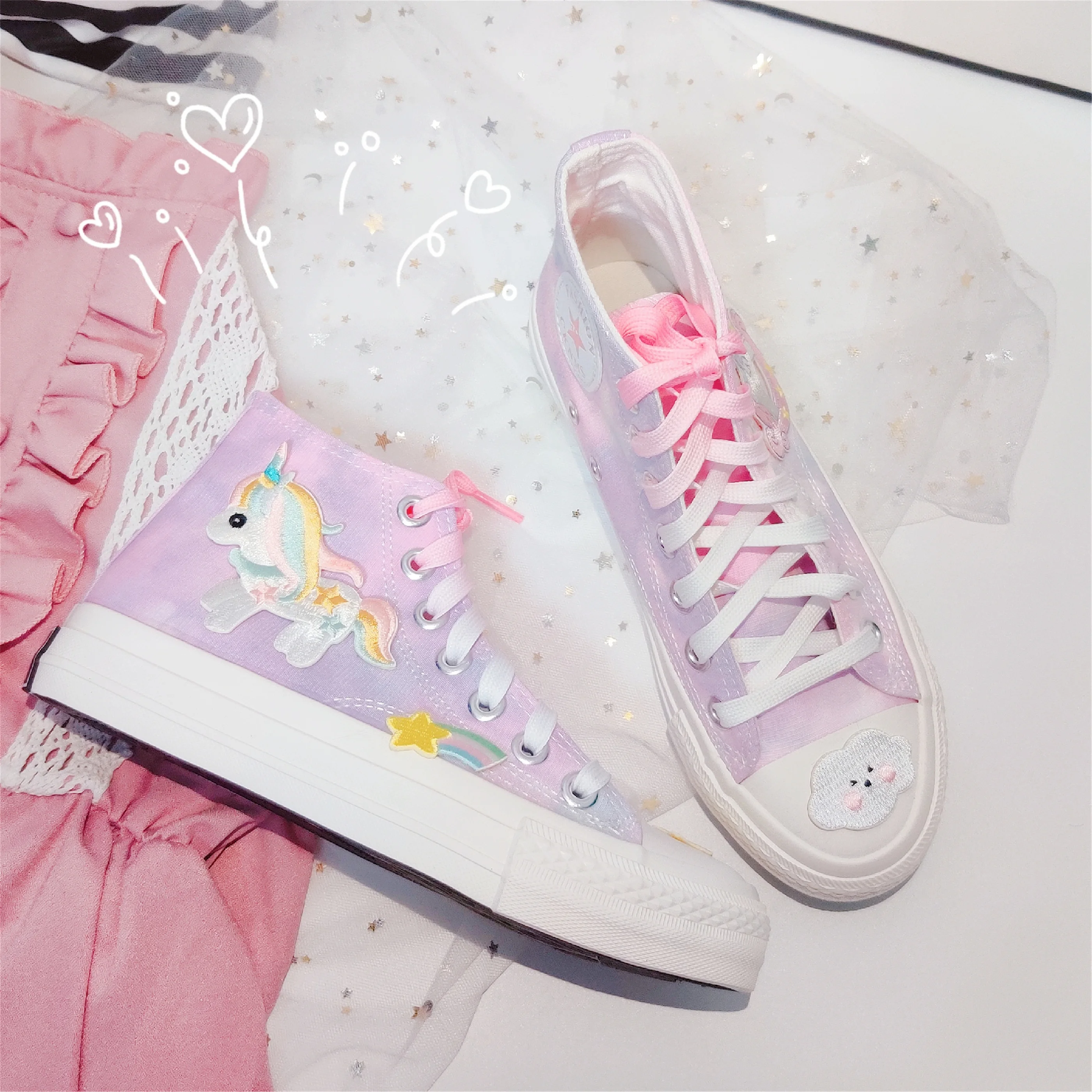 

Туфли женские холщовые, единорог, звездное небо, градиентные, принцесса, плоская подошва, симпатичные, для студенток