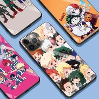 tempered glass case for apple iphone 13 13 11 12 pro max 7 plus x xr xs 12pro 12 mini 6 6s se phone cover anime my hero academia
