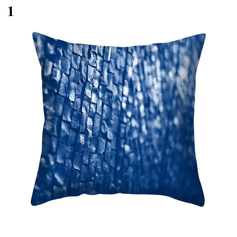 

New Blue Pattern Cushion Cover Polyester Cozy Pillowcase Decorations Para Home Bedroom Sofa Decor Soft Pillow Cover 45*45cm