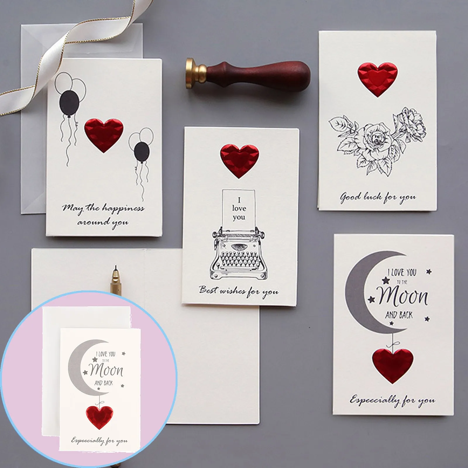 Высококачественная однотонная поздравительная открытка с конвертом и