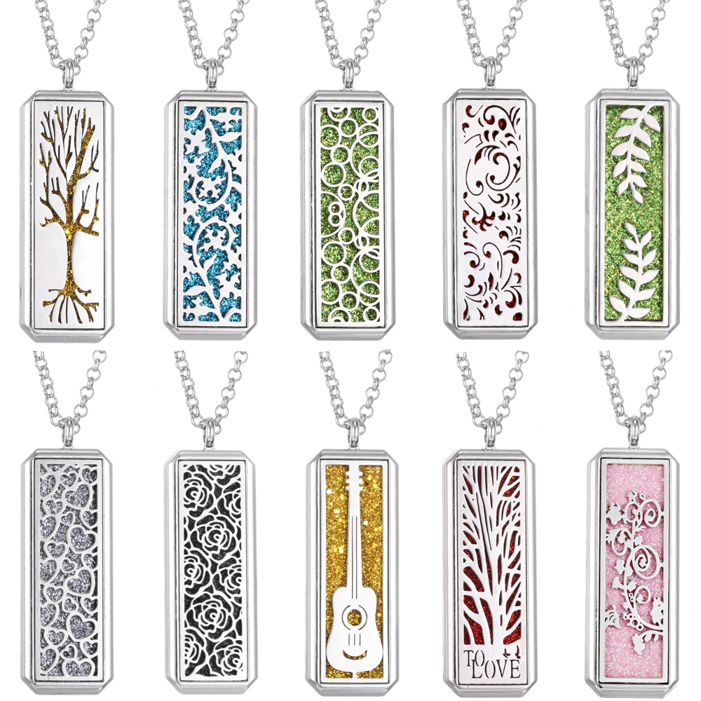 Ожерелье для ароматерапии винтажное прямоугольное цветочное магнитное ожерелье