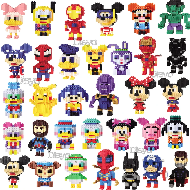 

New Disney serie miniature cartoon Minnie Mickey, Donald Duck, Spiderman, diamond building blocks puzzle set children's toy gift