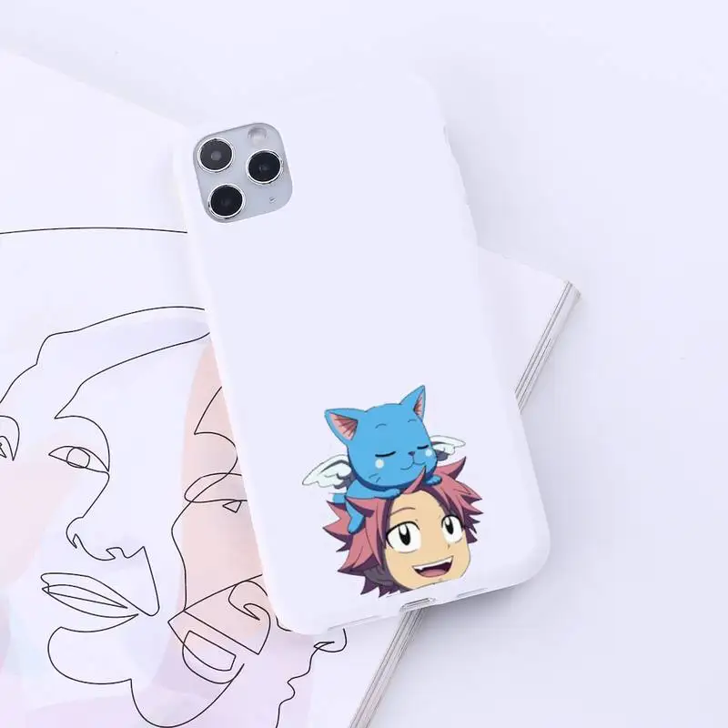 

Manga Fairy Tail Happy Cute cat Anime Phone Case Candy Color for iPhone 6 7 8 11 12 s mini pro X XS XR MAX Plus