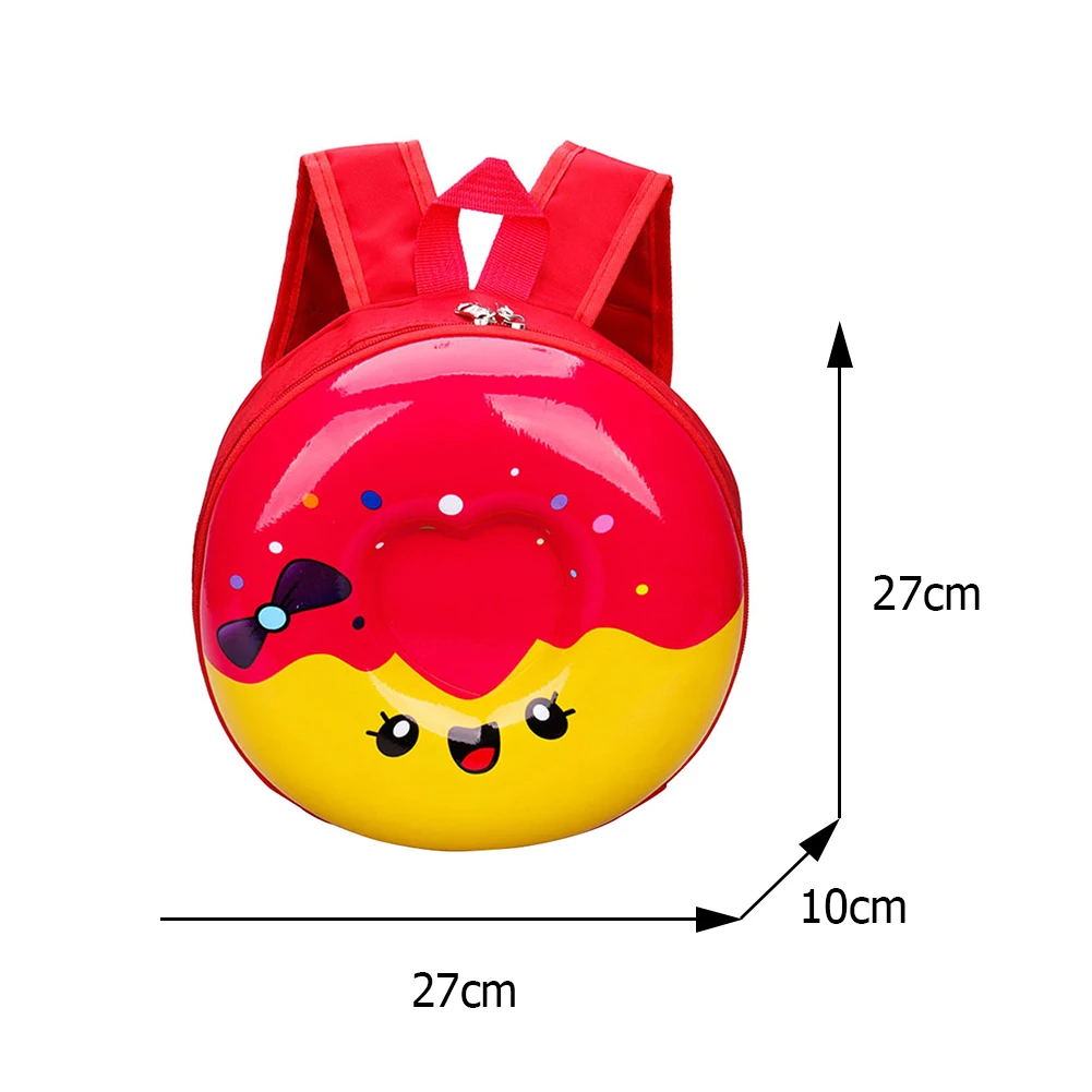 

Kindergarten Children Donut Shape Cute Cartoon Backpack Boys Girls Waterproof Small School Knapsack 3D Hard Shell Adjustable Bag