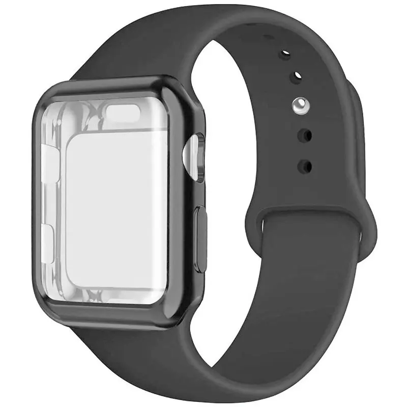 Силиконовый спортивный ремешок для часов, чехол для Apple Watch 5, 4, 3, 2, 1, 38 мм, 42 мм, ремешок для часов iwatch 40 мм, 44 мм, силиконовый браслет