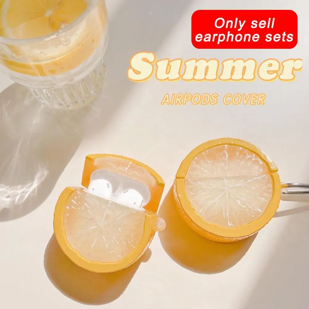 

3D Cute Fresh Lemon Slice Earphone Silicone Protective 3 1 Wireless Lemon For Apple Charging 2 Case Realistic Box Cover Air H7K1