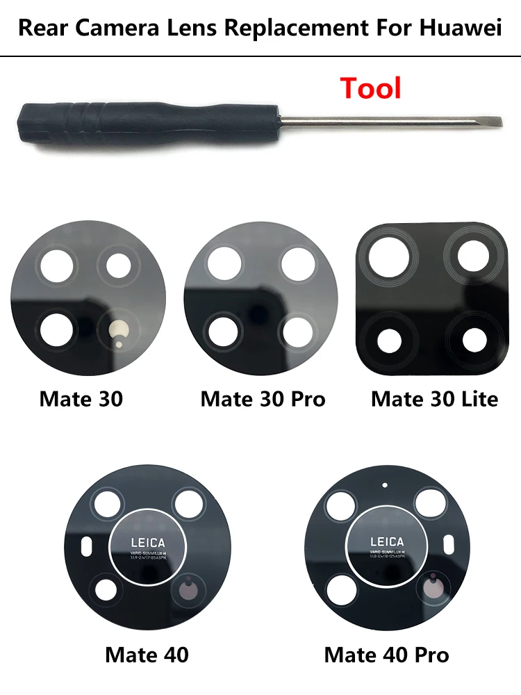 

Rear Back Camera Glass Lens Cover For Huawei Mate 10 Lite 20 20X 10 9 Pro Mate 40 Pro With Stickers Adhesive Replacement Parts