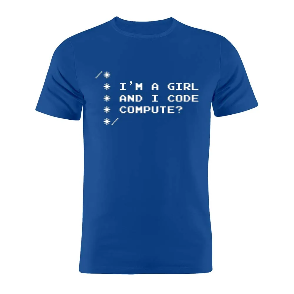 100% хлопок унисекс футболка I Am A Girl and Code программатор кодер испанский Забавный