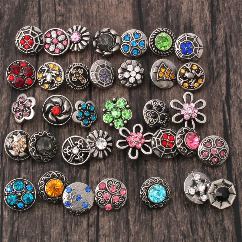 10 шт./лот Высокое качество 12 мм кнопки ювелирные изделия смешанные металлические