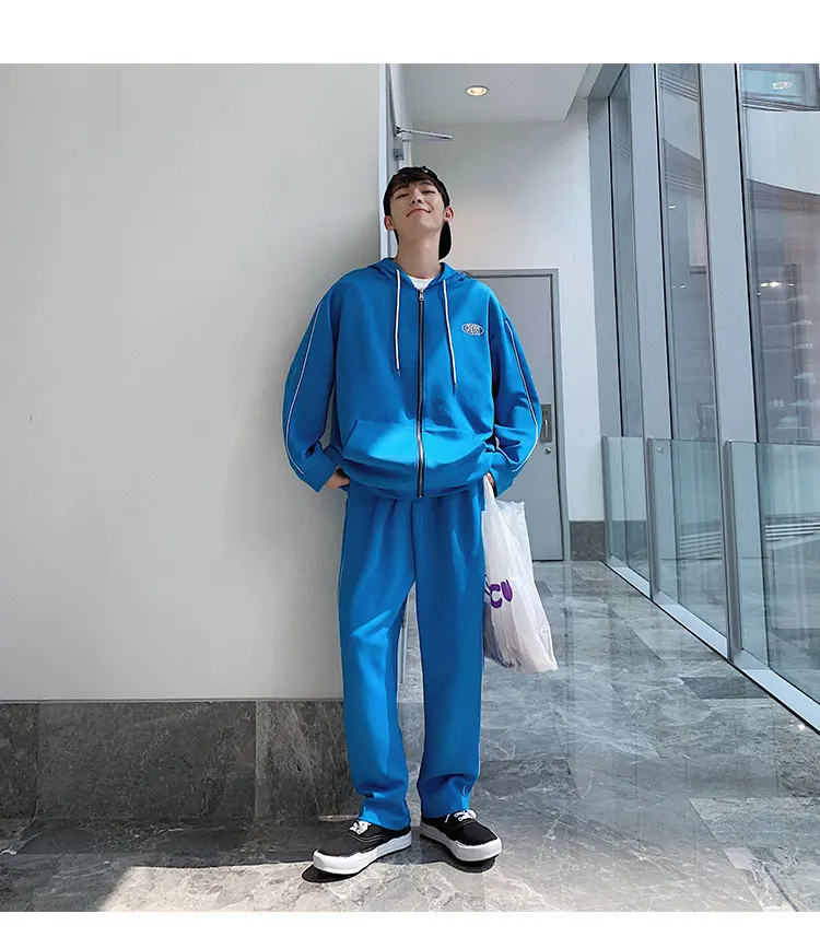 LAPPSTER Tracksuit мужской спортивный костюм осень мужские модные брюки комплект из двух предметов Мужской боковой полосатый Бомбер куртка пальто