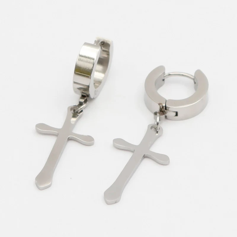Женские винтажные серьги-подвески черные серьги с крестом из нержавеющей стали
