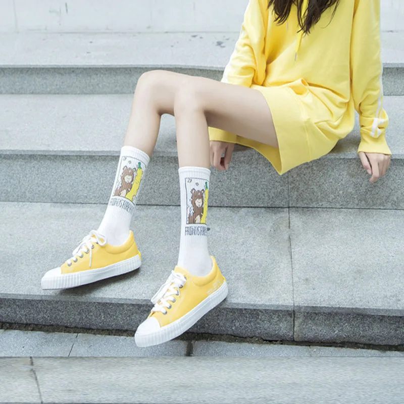 

Korean cartoon banana series female cotton socks college wind trend personality in tube socks