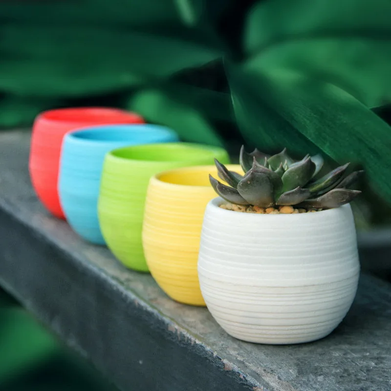 1 шт. милые мини-горшки для цветов красочные круглые пластиковые растения