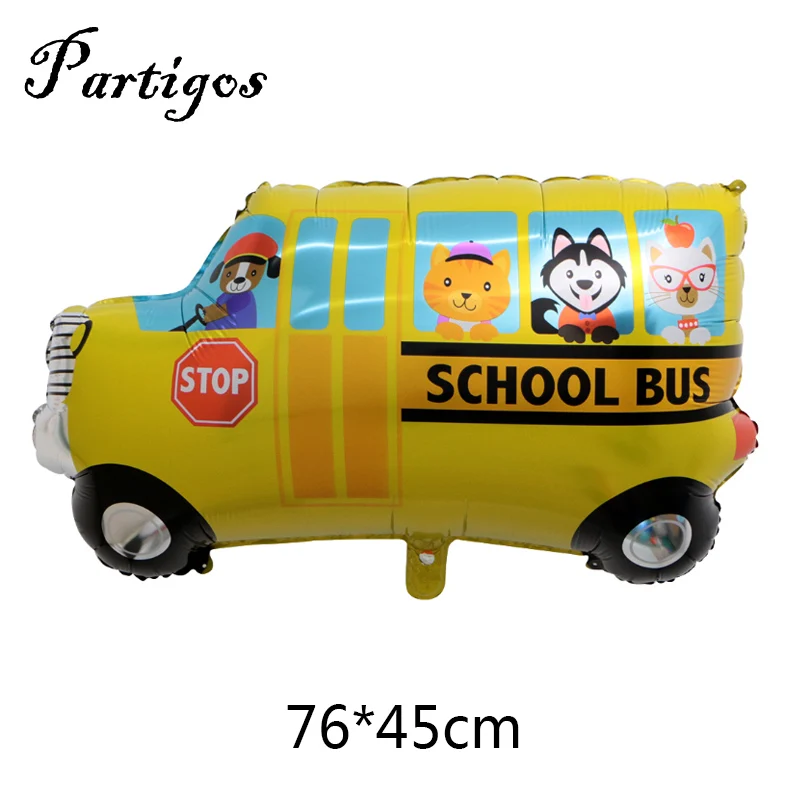 School bus 2 шт. большой самолет автомобиль фольги Воздушные шары поезд школьный автобус скорой помощи гелий воздушный шар подводная лодка корабль для вечеринка для мальчика день рождение украшения - Цвет: School bus