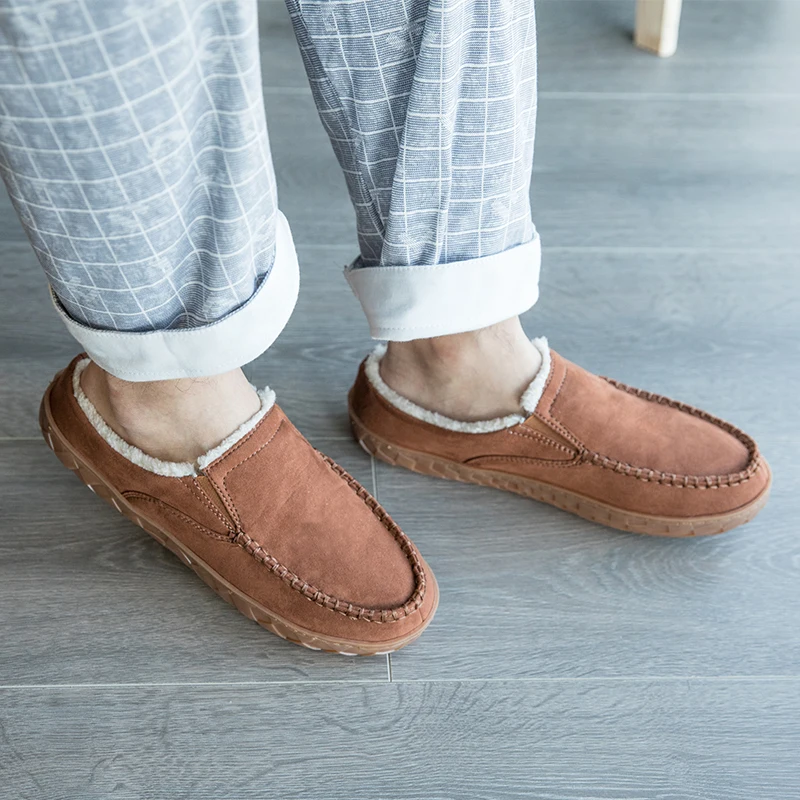 men slippers memory foam slippers home new winter non slip male house shoes stripe couple casual indoor plush shoes big size 50 free global shipping