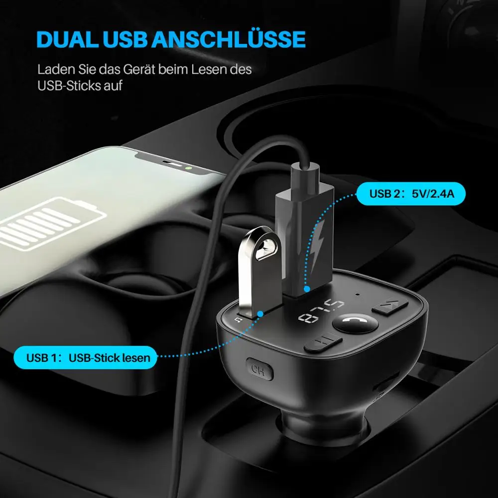 VicTsing Wireless Bluetooth Radio Adapter Car Kit FM Transmitter for LED Screen with Hifi Sound | Автомобили и мотоциклы