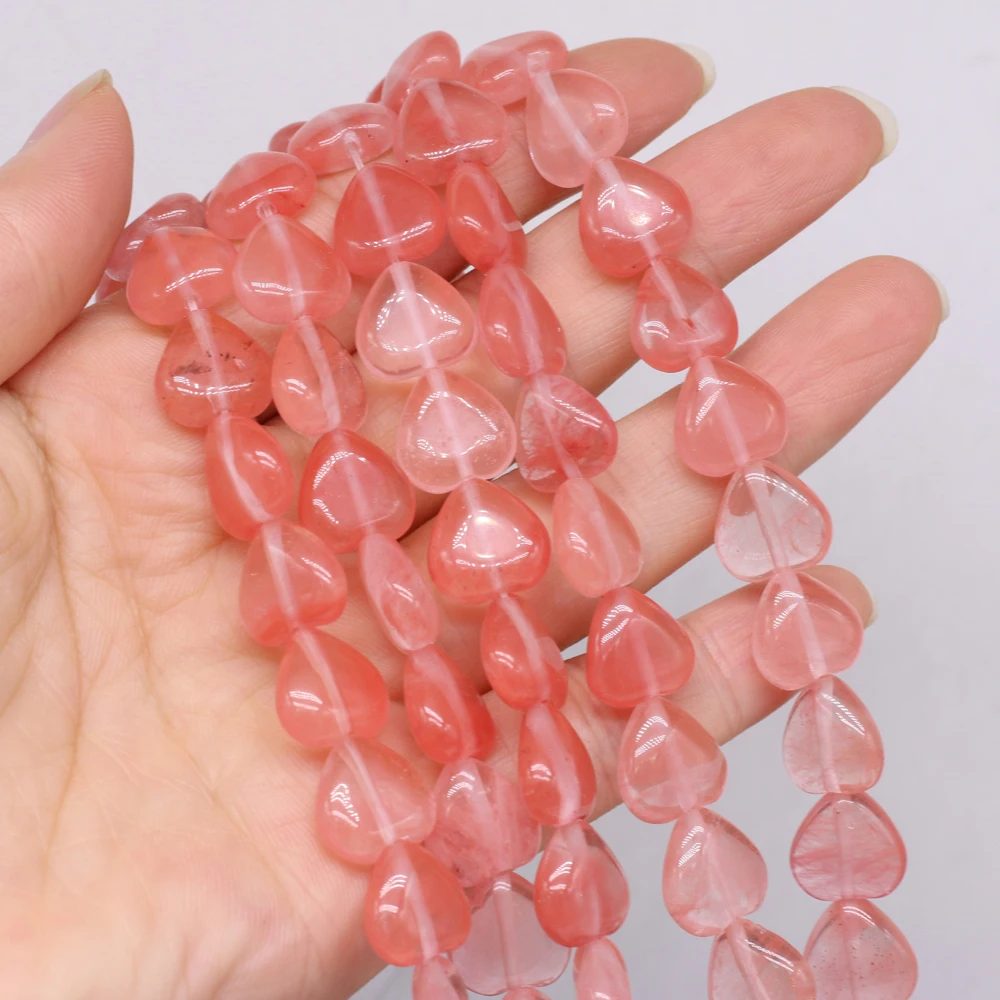 

14pcs Natural Watermelon Red Stone Beaded Heart Shape Loose Beads ForJewelry Making DIY Bracelets Necklaces Accessories 14mm