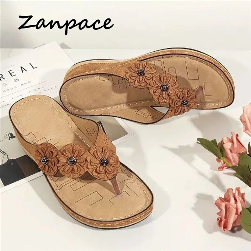 Летние женские шлепанцы Однотонные Вьетнамки ручной работы в винтажном стиле