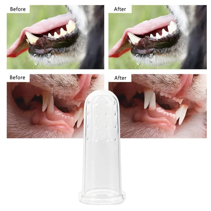 

1PCS Silica Gel Pet Finger Toothbrush Teddy Dog Brush Bad Breath Tartar Teeth Tool Dog Cat Cleaning Super Soft Pet Supplies