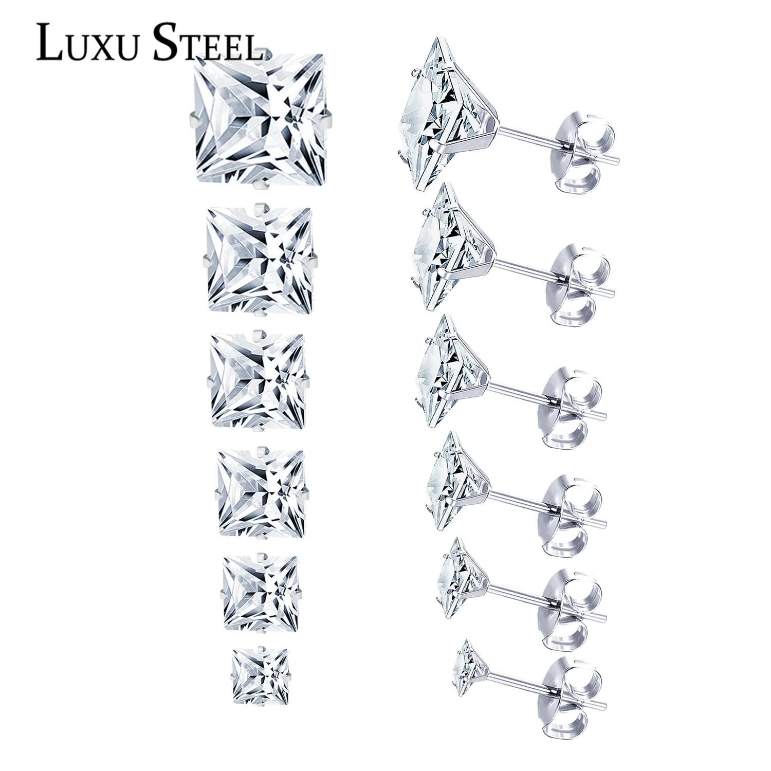 Набор серег LUXU из нержавеющей стали квадратные серьги-гвоздики с белыми розовыми