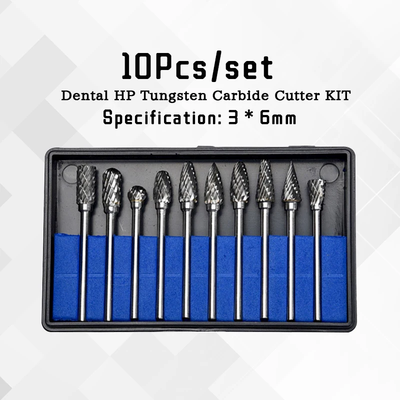 

10pcs/set 3X6mm Steel Cone Drill Set Diamond Drill Bit Tungsten Carbide Milling Cutter Rotary Tungsten Steel Grinding Head